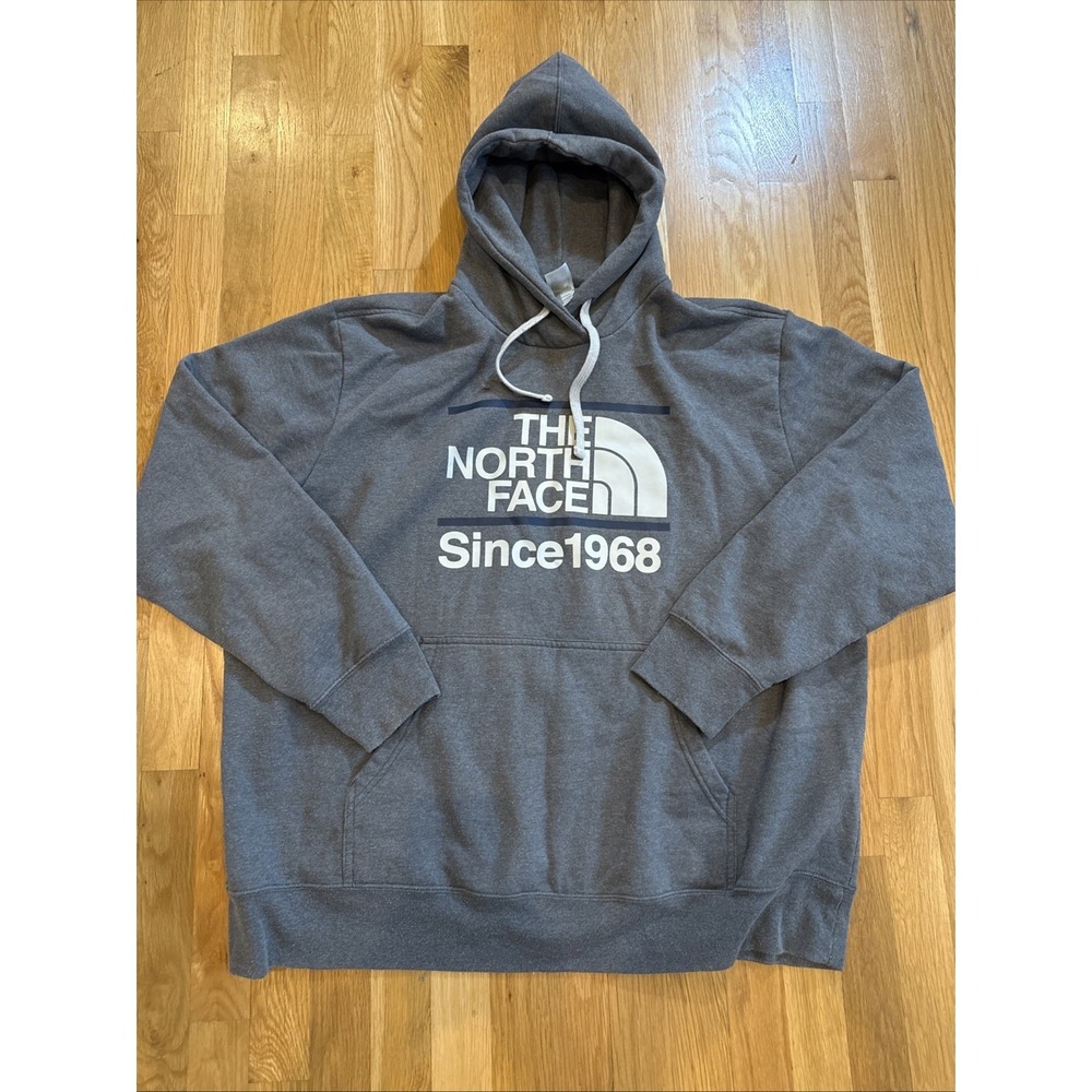 The North Face Heavy Hoodie Men's XXL Gray Since 1968 Pullover Sweatshirt